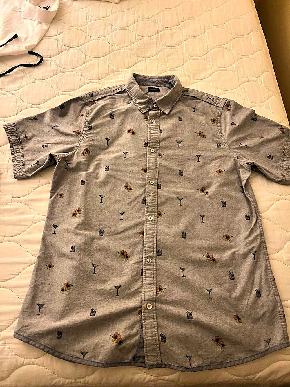 Buffalo David Bitton Men's Cotton Short Sleeve Shirt in Gray & Brown